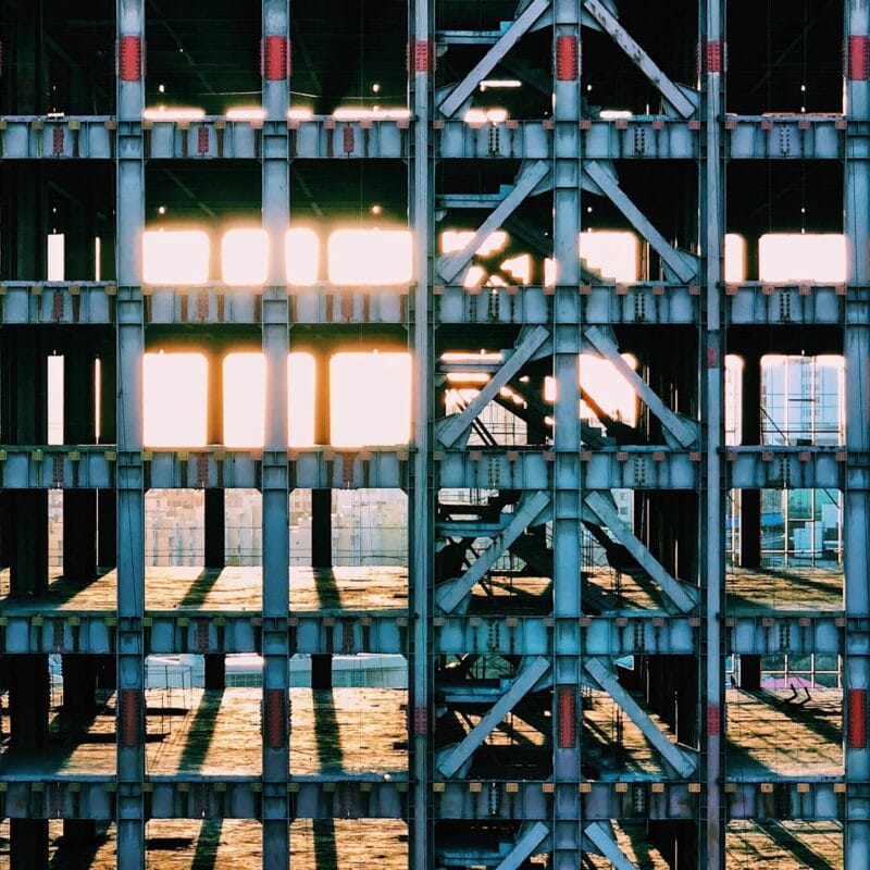 building under construction with scaffolding