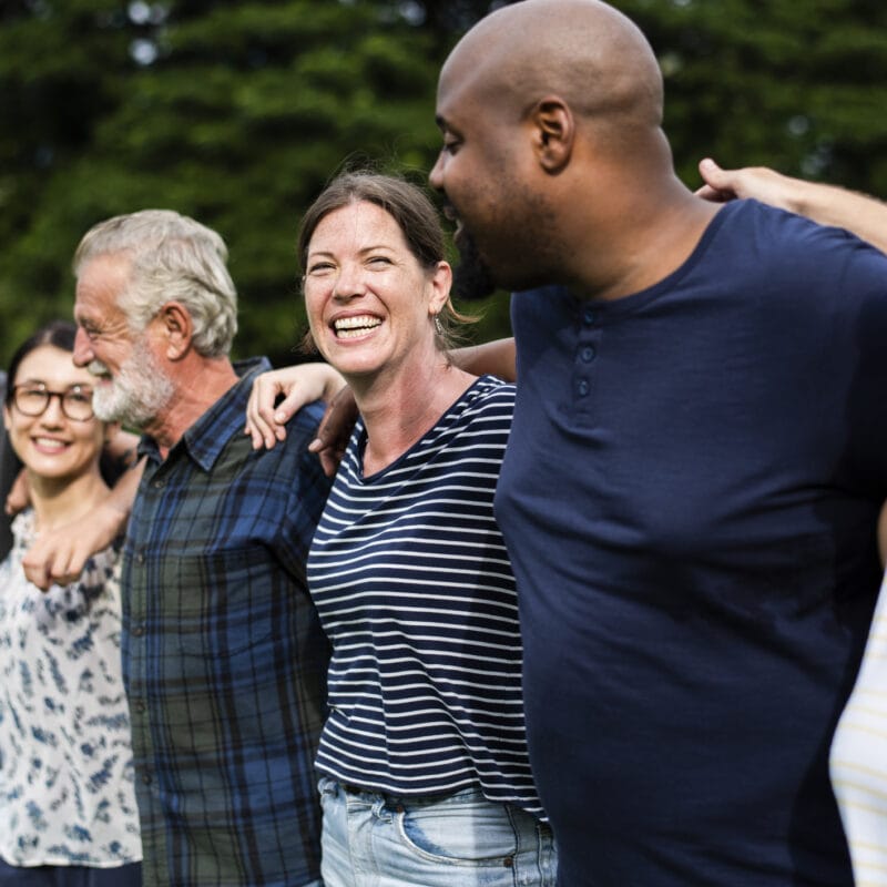 Cheerful diverse people different ages