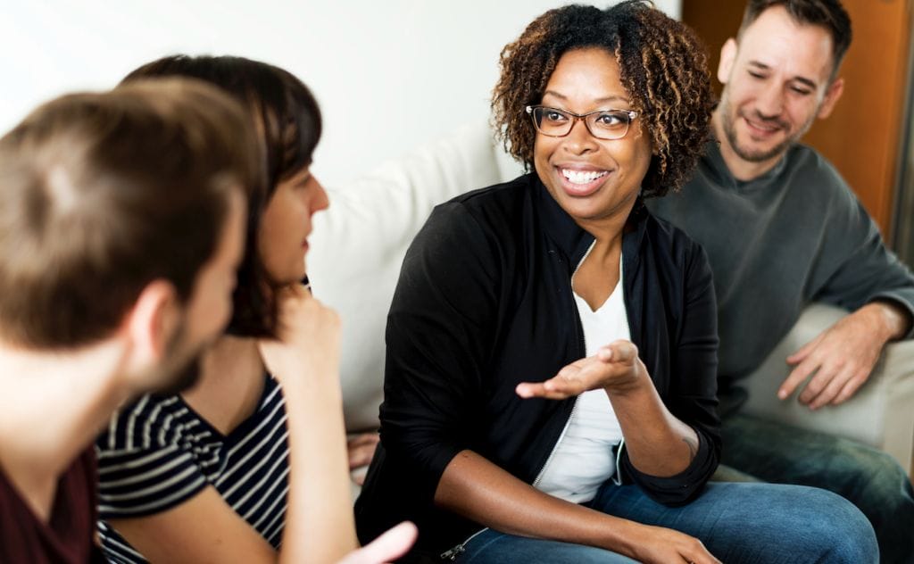 Patient and Family Advisory Council talking to each other